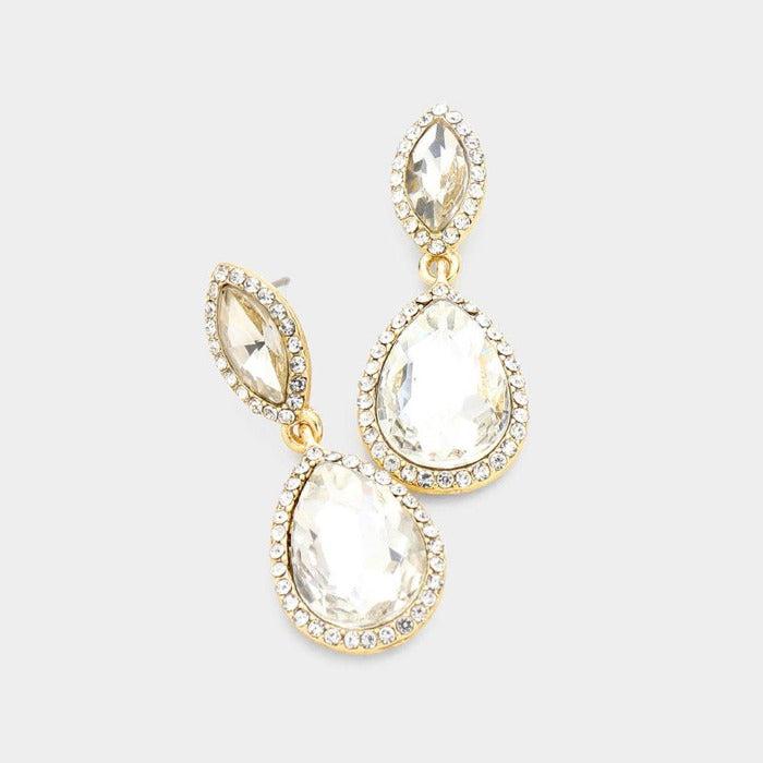 Marquise Clear Teardrop Evening Earrings by BLUE ICE