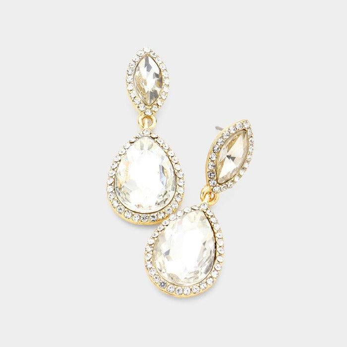 Marquise Clear Teardrop Evening Earrings by BLUE ICE