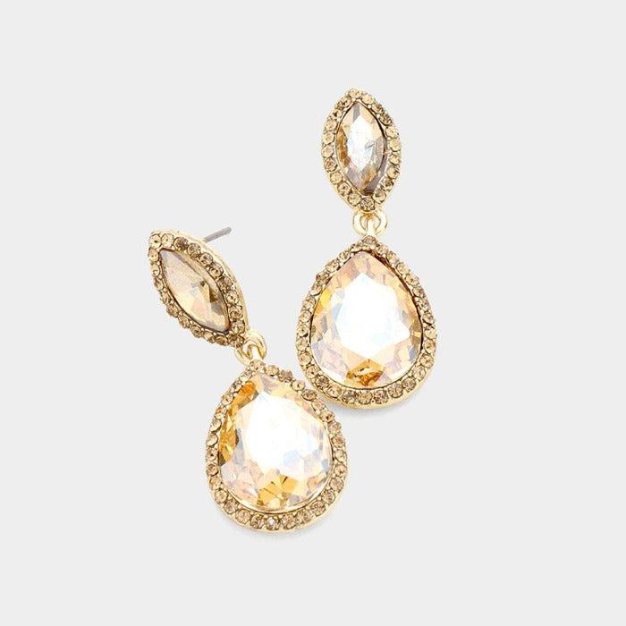 Marquise Lt Topaz Teardrop Evening Earrings by BLUE ICE