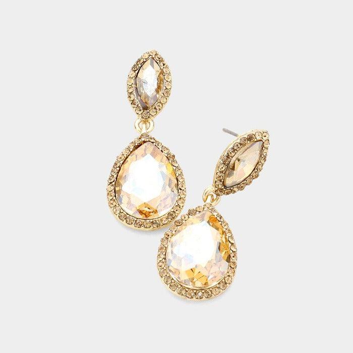 Marquise Lt Topaz Teardrop Evening Earrings by BLUE ICE