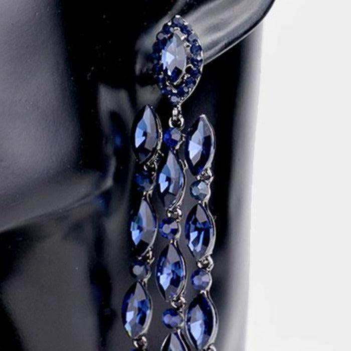 Marquise Montana Blue Crystal Drop Evening Earrings