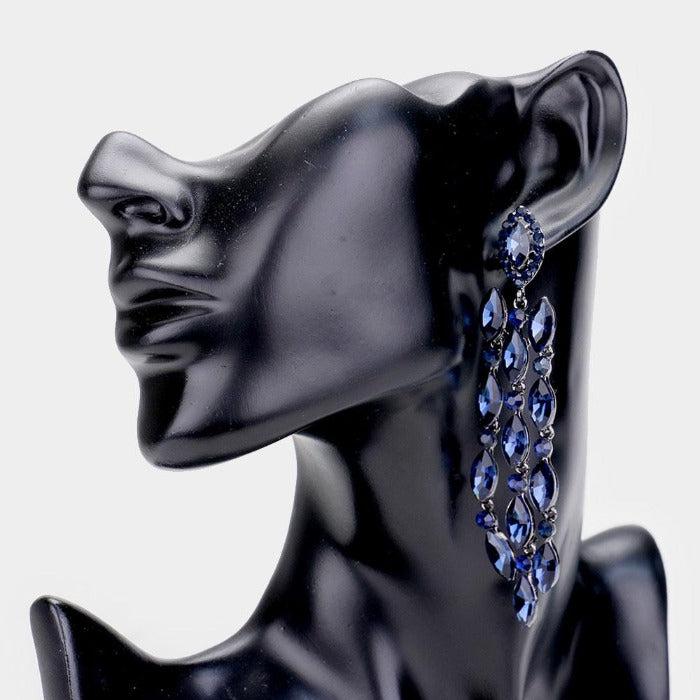 Marquise Montana Blue Crystal Drop Evening Earrings