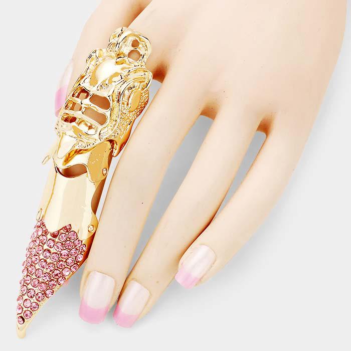 Medieval Versatile Pink Crystal Accented Stretch Ring / Pendant