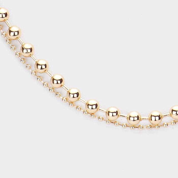 Metal Ball Chain Double Layered Gold Necklace