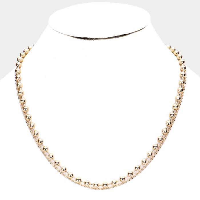 Metal Ball Chain Double Layered Gold Necklace