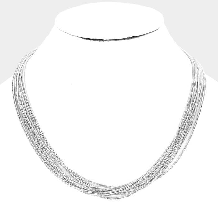 Metal Chain Multi Layered Silver Necklace