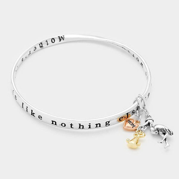 "Mom" Stork Charm Bracelet with Card