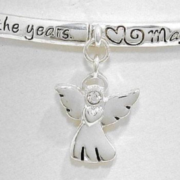 "Mom's Blessing" Silver Angel Stretch Bracelet