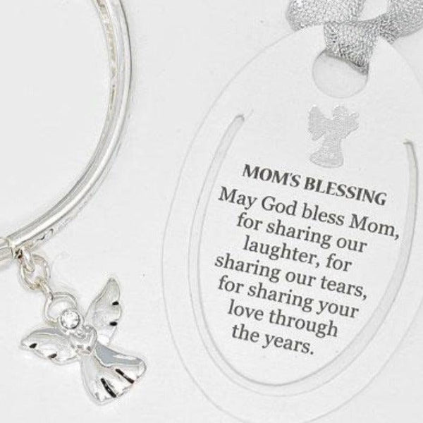 "Mom's Blessing" Silver Angel Stretch Bracelet