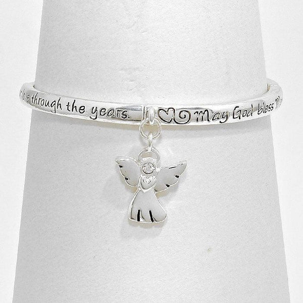 "Mom's Blessing" Silver Angel Stretch Bracelet