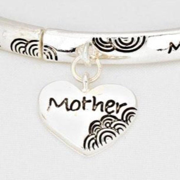 "Mom's Blessing" Silver Heart Stretch Bracelet