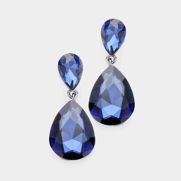 Montana Blue Crystal Double Teardrop Dangle Earrings by Miro