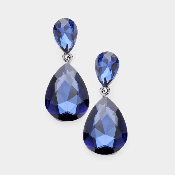 Montana Blue Crystal Double Teardrop Dangle Earrings by Miro