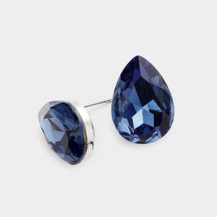 Montana Blue Teardrop Crystal Silver Earrings by BLUE ICE
