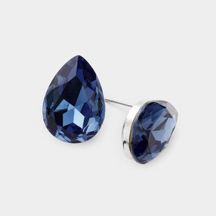 Montana Blue Teardrop Crystal Silver Earrings by BLUE ICE