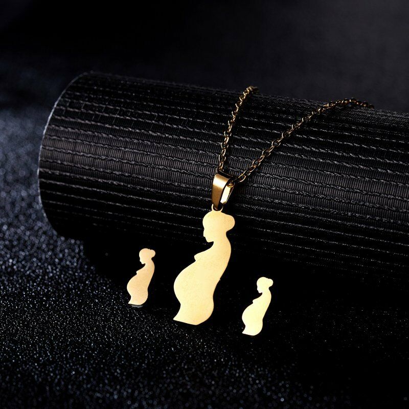 Mother & Child Gold Necklace & Earrings Set-Necklace-SPARKLE ARMAND