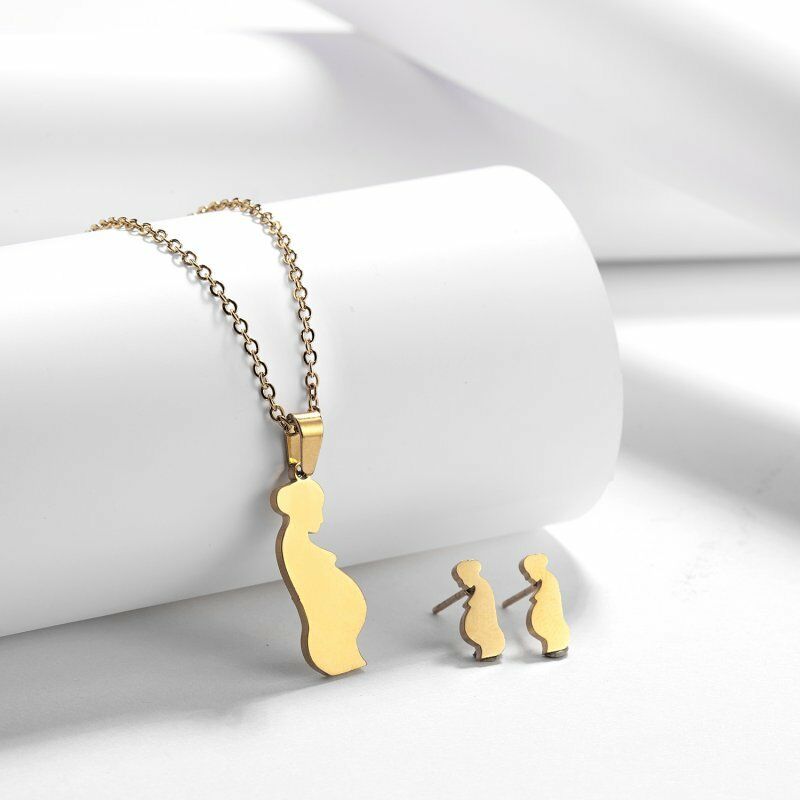 Mother & Child Gold Necklace & Earrings Set-Necklace-SPARKLE ARMAND