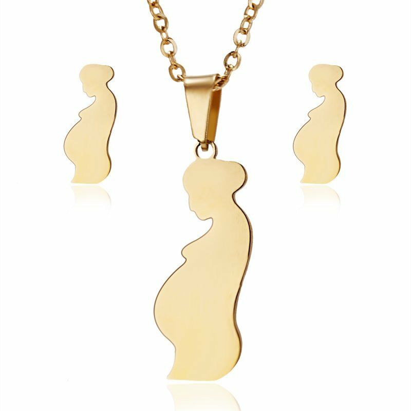 Mother & Child Gold Necklace & Earrings Set-Necklace-SPARKLE ARMAND