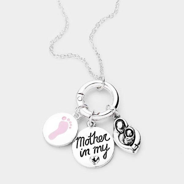 Mother In My Heart Baby Foot Pendant Necklace-Necklace-SPARKLE ARMAND