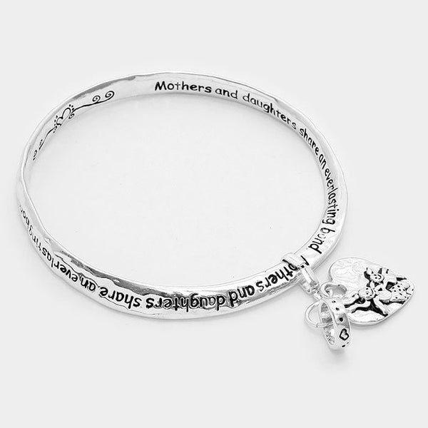 "Mothers and daughters" heart charm silver bracelet