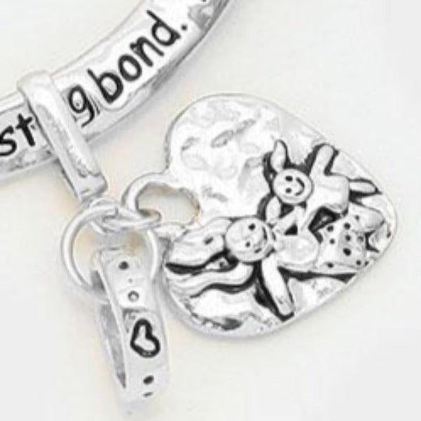 "Mothers and daughters" heart charm silver bracelet