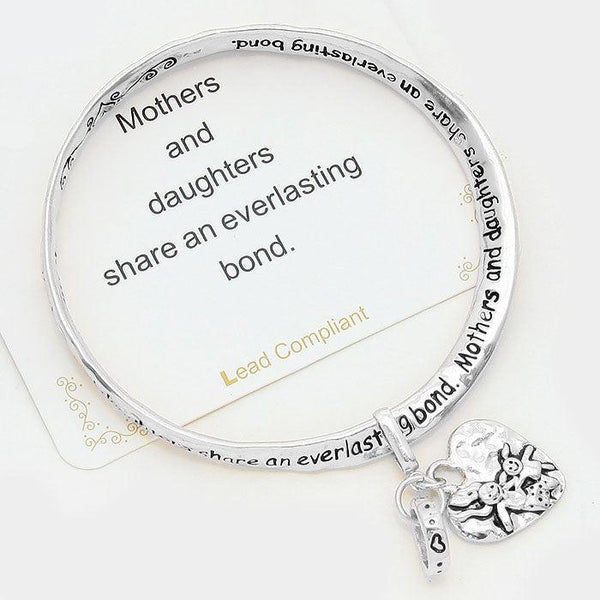 "Mothers and daughters" heart charm silver bracelet