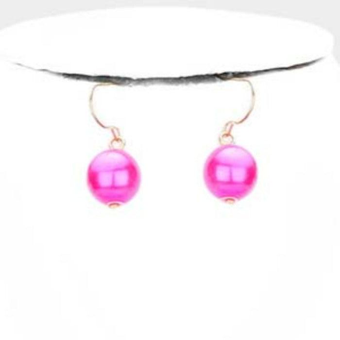 Multi Color Faux Pearl Triple Strand Necklace & Earring Set