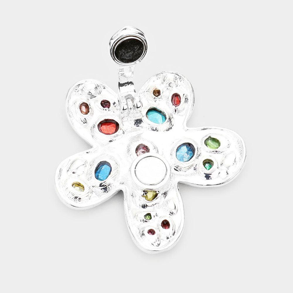 Multi Stone Flower Magnetic Pendant Set-Pendant-SPARKLE ARMAND