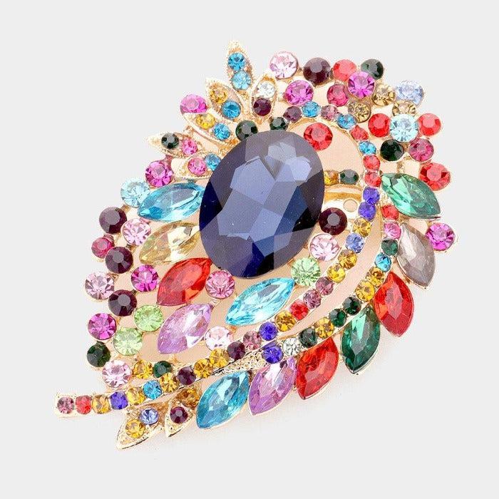 Multi Stone Multi Colored Bouquet Pin Brooch-Brooch-SPARKLE ARMAND