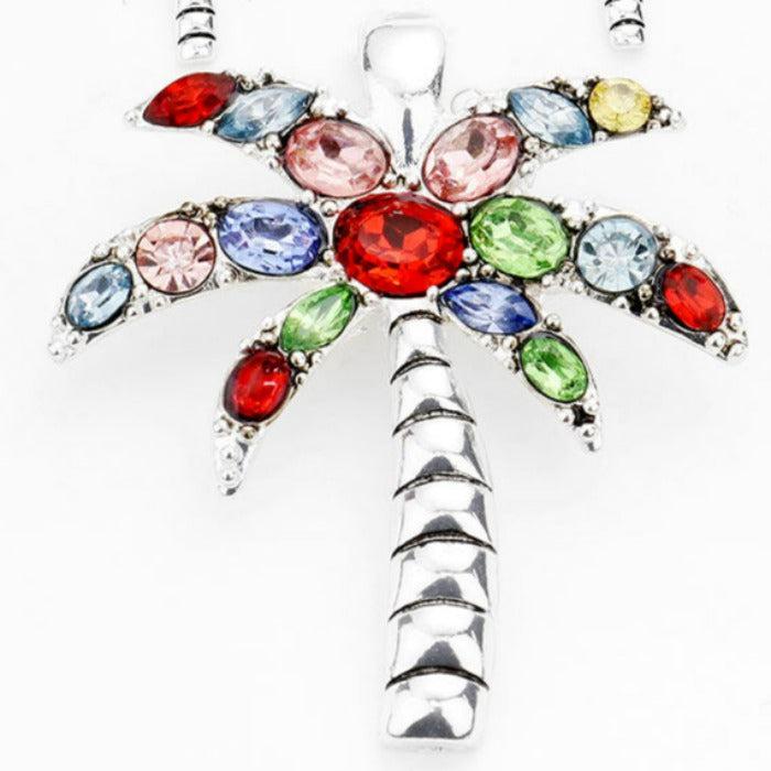 Multi Stone Palm Tree Magnetic Pendant Set