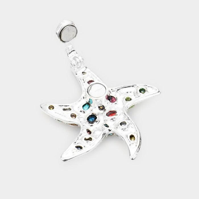 Multi Stone Starfish Magnetic Pendant Set