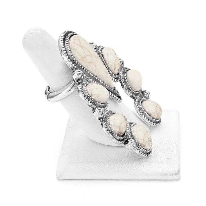 Natural Stone White Squash Blossom Stretch Ring