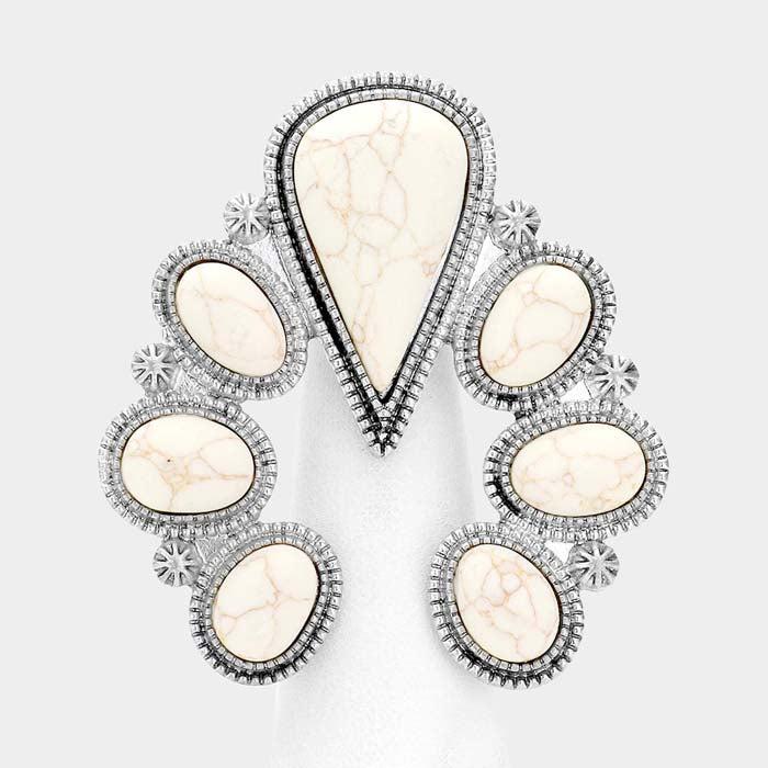 Natural Stone White Squash Blossom Stretch Ring