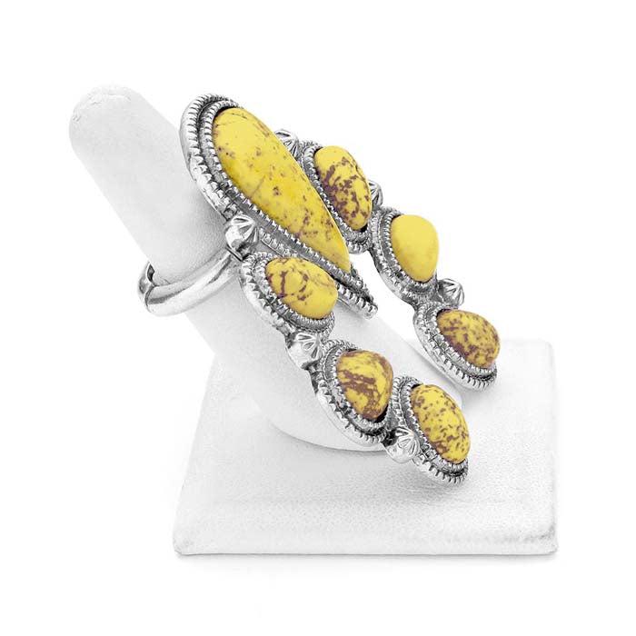 Natural Stone Yellow Squash Blossom Stretch Ring