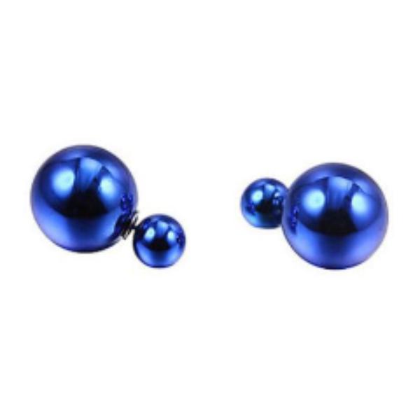 Navy Blue Big 16mm & Small 8mm Front & Back Earrings-Earring-SPARKLE ARMAND