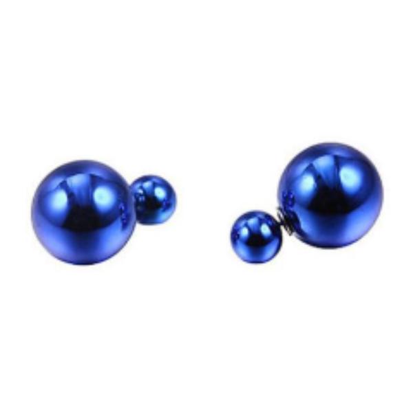 Navy Blue Big 16mm & Small 8mm Front & Back Earrings-Earring-SPARKLE ARMAND