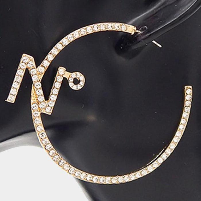 No. Rhinestone Embellished Hoop Earrings by VERA New York