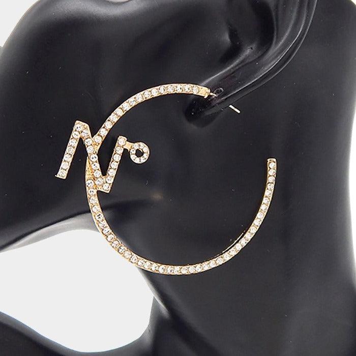 No. Rhinestone Embellished Hoop Earrings by VERA New York