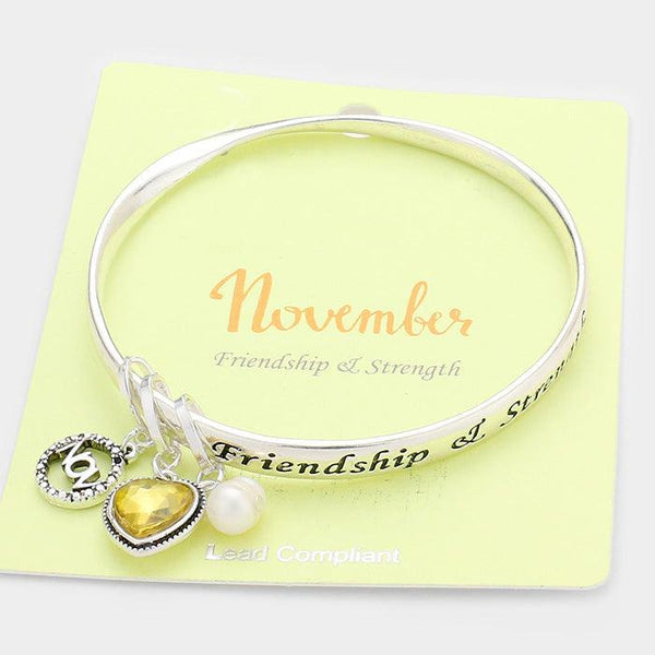 November Birthday Stone "Friendship & Strength" Bracelet