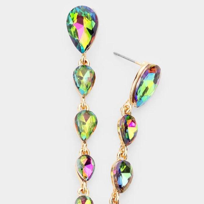 Oil Spill Crystal Teardrop Dangle Earrings by Sophia Collection