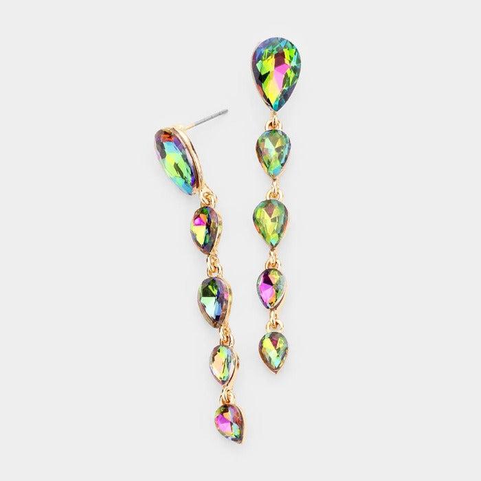 Oil Spill Crystal Teardrop Dangle Earrings by Sophia Collection