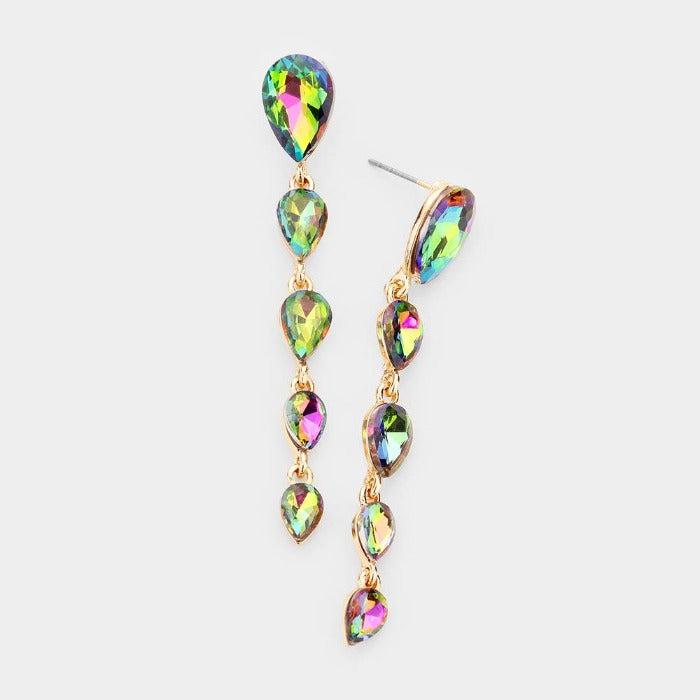 Oil Spill Crystal Teardrop Dangle Earrings by Sophia Collection