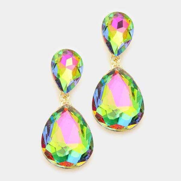 Oil Spill Crystal Teardrop Dangle Earrings