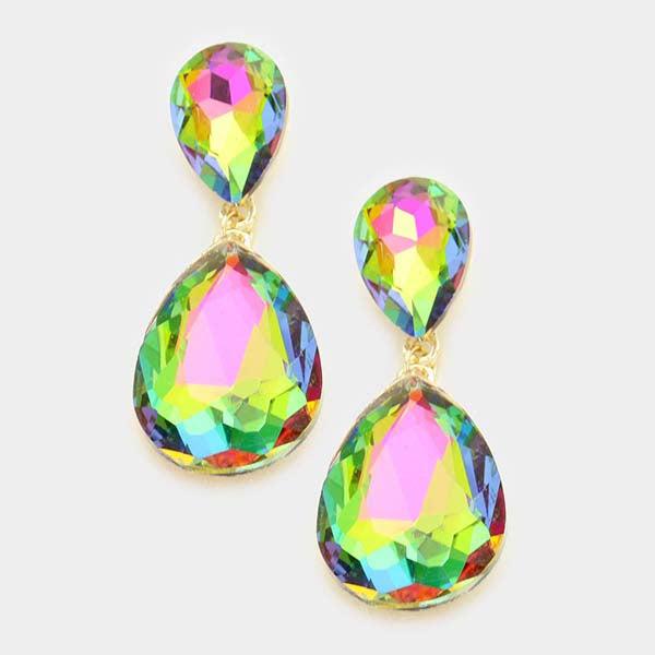 Oil Spill Crystal Teardrop Dangle Earrings