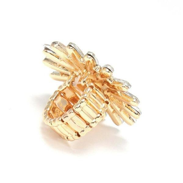 Oil Spill Round Stone Flower Stretch Ring