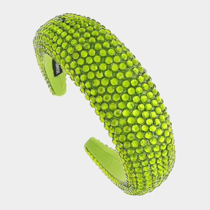 Olive Green Faceted Bead Padded Headband