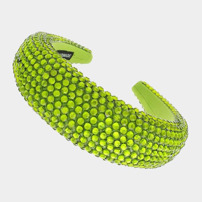 Olive Green Faceted Bead Padded Headband