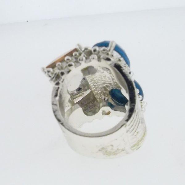 Orange Blue Ring Silver Tone Size 7-Ring-SPARKLE ARMAND