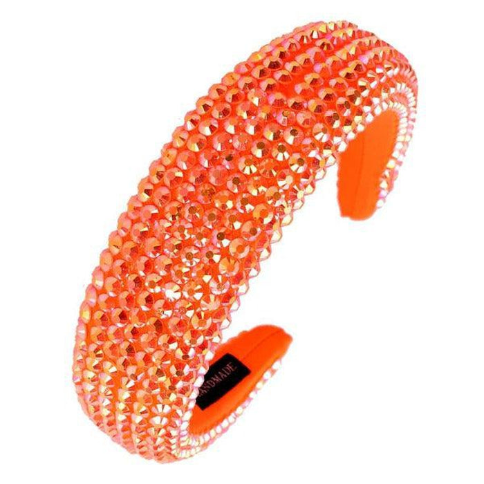 Orange Faceted Bead Padded Headband-Hair Accessories-SPARKLE ARMAND