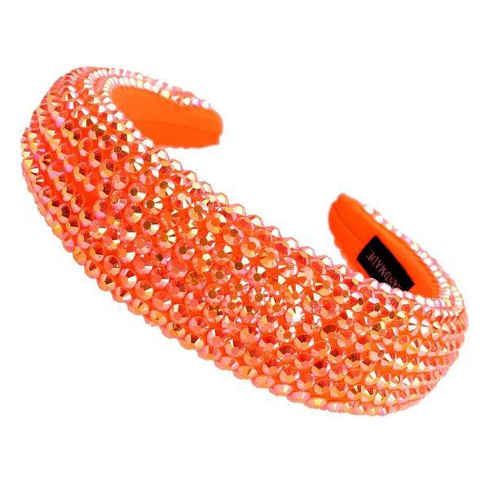 Orange Faceted Bead Padded Headband-Hair Accessories-SPARKLE ARMAND